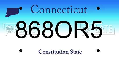 868OR5 Connecticut License Plate