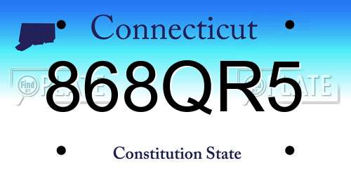868QR5 Connecticut License Plate