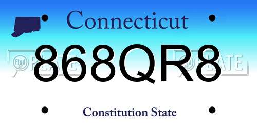 868QR8 Connecticut License Plate
