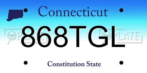 868TGL Connecticut License Plate