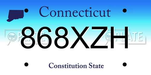 868XZH Connecticut License Plate