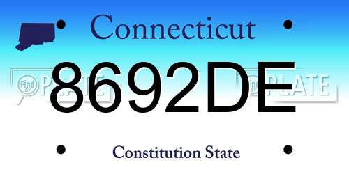 8692DE Connecticut License Plate