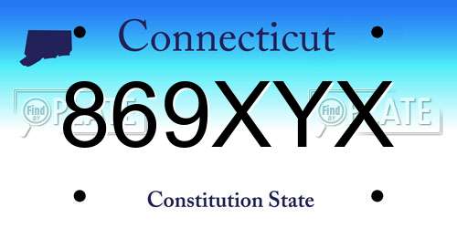 869XYX Connecticut License Plate