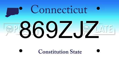 869ZJZ Connecticut License Plate