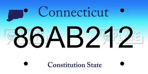 86AB212 Connecticut License Plate