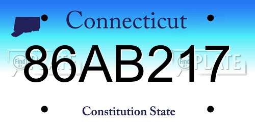 86AB217 Connecticut License Plate