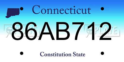 86AB712 Connecticut License Plate