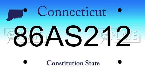 86AS212 Connecticut License Plate