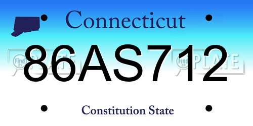 86AS712 Connecticut License Plate