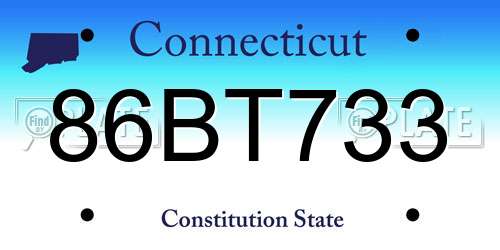 86BT733 Connecticut License Plate