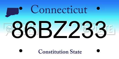 86BZ233 Connecticut License Plate