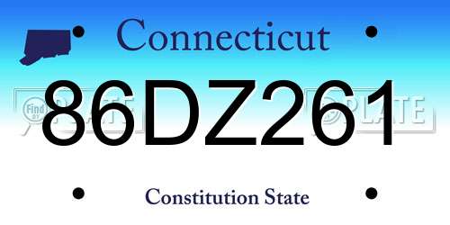 86DZ261 Connecticut License Plate