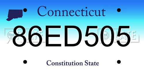 86ED505 Connecticut License Plate