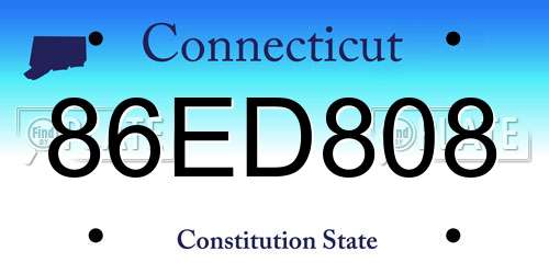86ED808 Connecticut License Plate