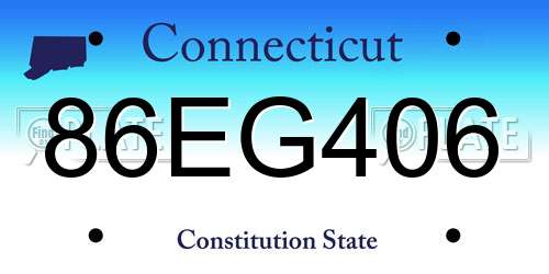 86EG406 Connecticut License Plate