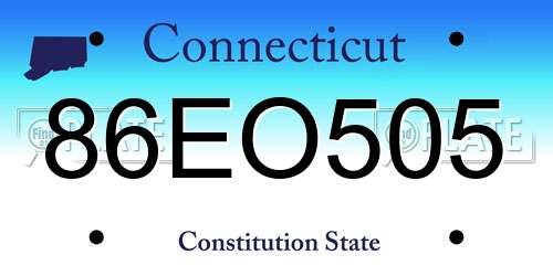 86EO505 Connecticut License Plate