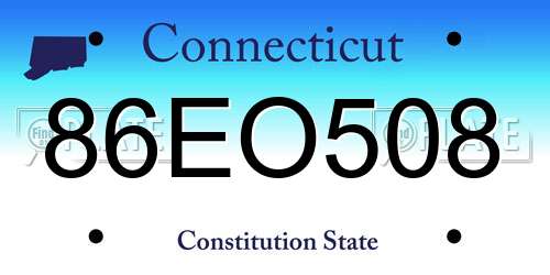 86EO508 Connecticut License Plate