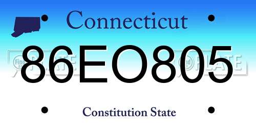 86EO805 Connecticut License Plate
