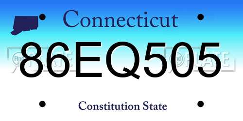 86EQ505 Connecticut License Plate