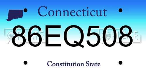 86EQ508 Connecticut License Plate