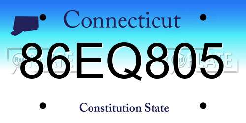 86EQ805 Connecticut License Plate