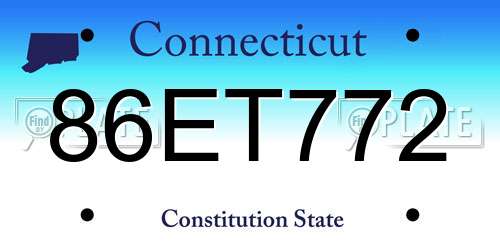 86ET772 Connecticut License Plate