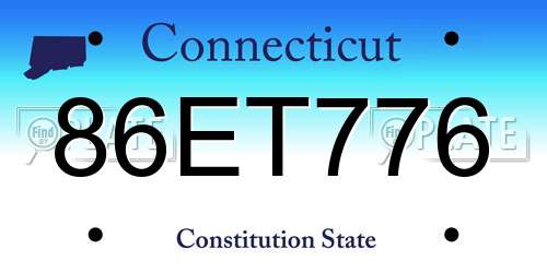 86ET776 Connecticut License Plate