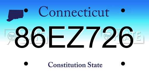 86EZ726 Connecticut License Plate