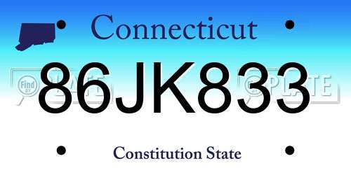 86JK833 Connecticut License Plate