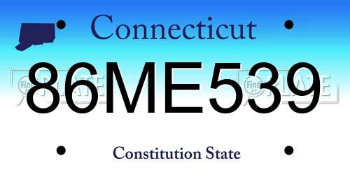 86ME539 Connecticut License Plate