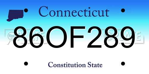86OF289 Connecticut License Plate