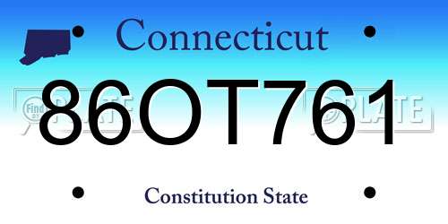 86OT761 Connecticut License Plate
