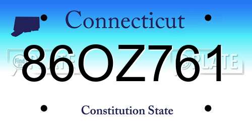 86OZ761 Connecticut License Plate