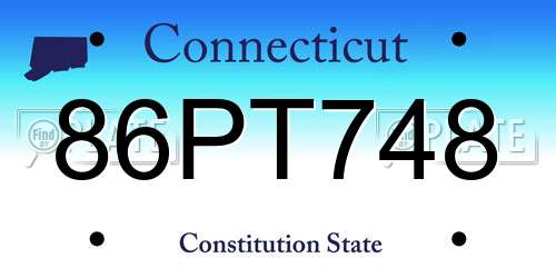 86PT748 Connecticut License Plate
