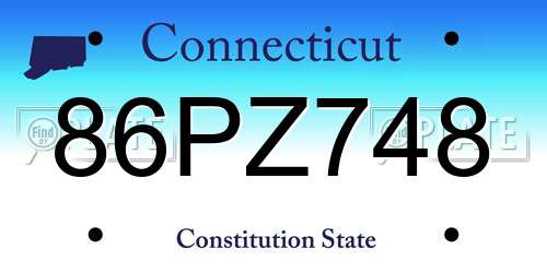 86PZ748 Connecticut License Plate