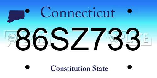 86SZ733 Connecticut License Plate