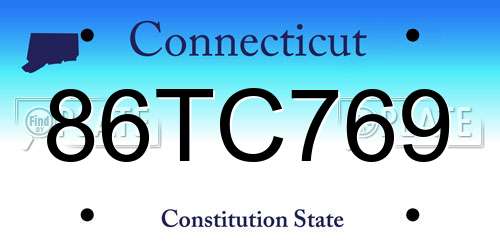 86TC769 Connecticut License Plate