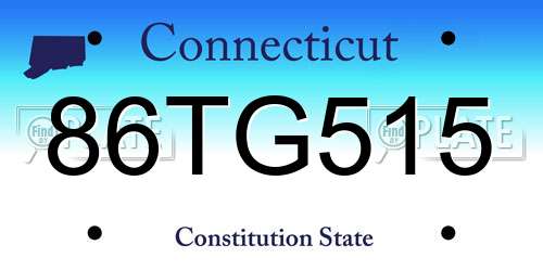 86TG515 Connecticut License Plate