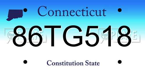 86TG518 Connecticut License Plate