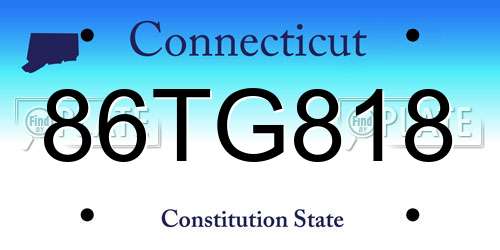 86TG818 Connecticut License Plate