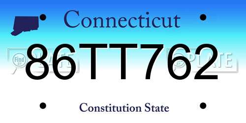 86TT762 Connecticut License Plate