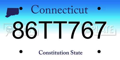 86TT767 Connecticut License Plate