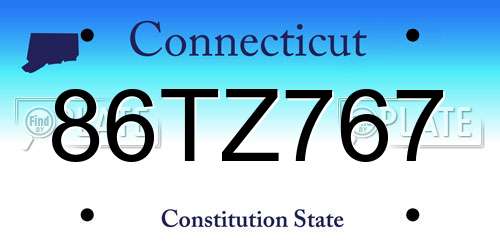 86TZ767 Connecticut License Plate