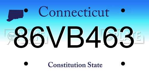 86VB463 Connecticut License Plate