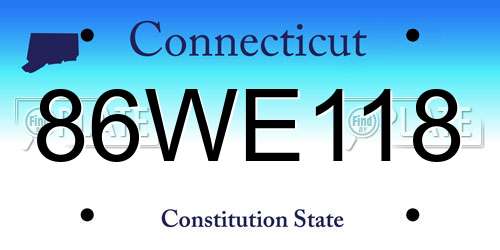 86WE118 Connecticut License Plate