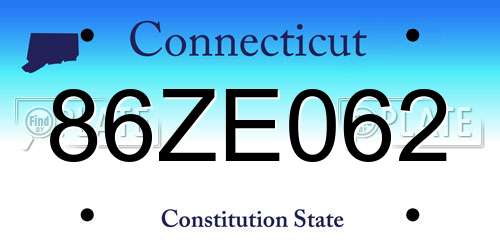 86ZE062 Connecticut License Plate