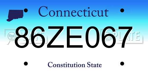 86ZE067 Connecticut License Plate