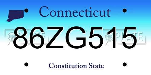 86ZG515 Connecticut License Plate