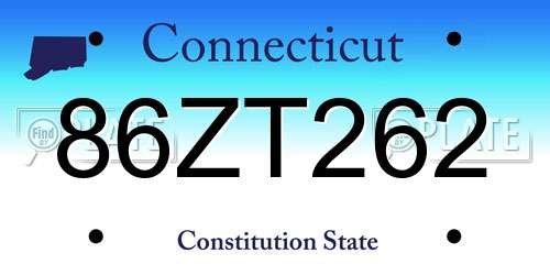 86ZT262 Connecticut License Plate