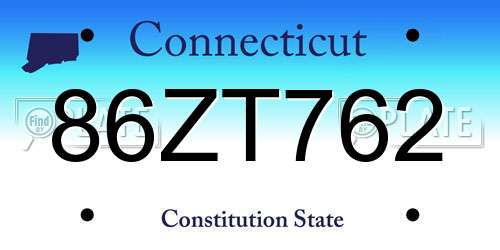 86ZT762 Connecticut License Plate